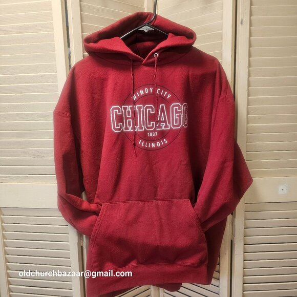 Champion Burgundy 2XL XXL Pullover Hoodie Windy City CHICAGO 50/50 Blend - Picture 1 of 4